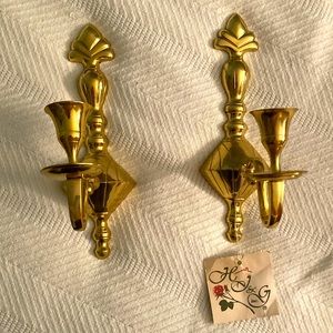 New with Tags Home Interiors Brass Sconce Candle Stick Holders